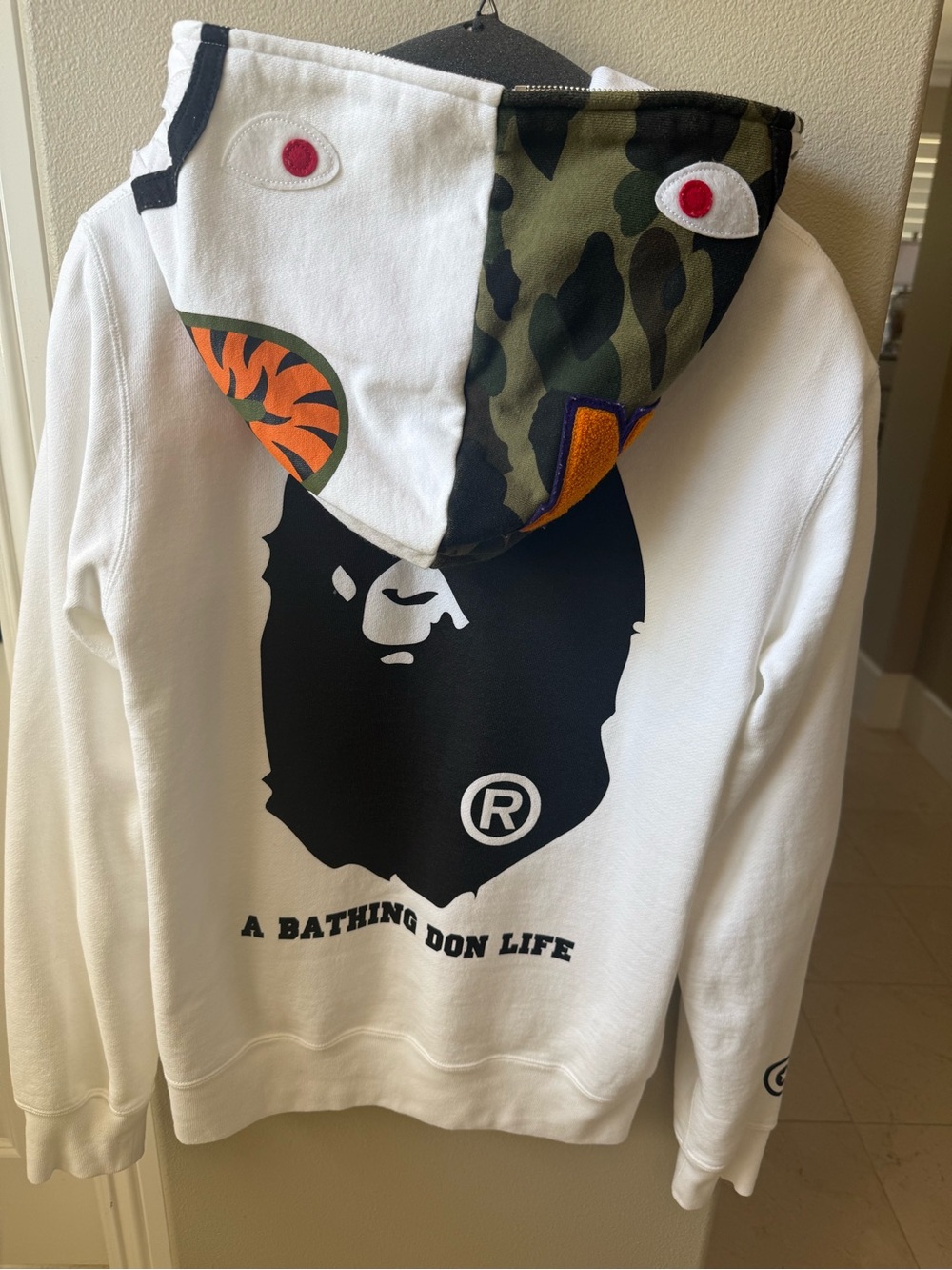 Authentic BAPE A Bathing Don Life Shark Full Zip Hoodie – White